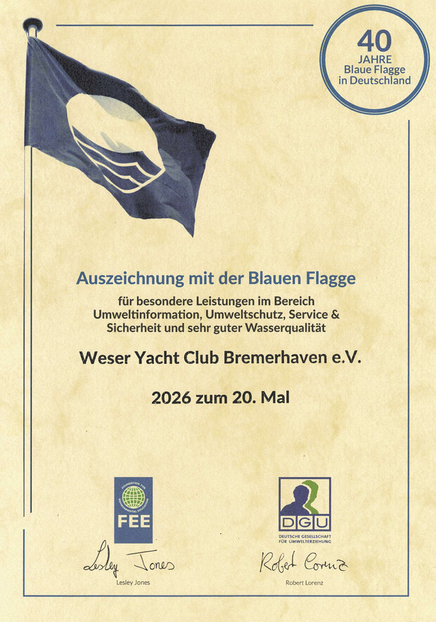 Zertifikat: Blaue Flagge 2026